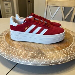 Adidas Women's Gazelle Red and White Sneakers